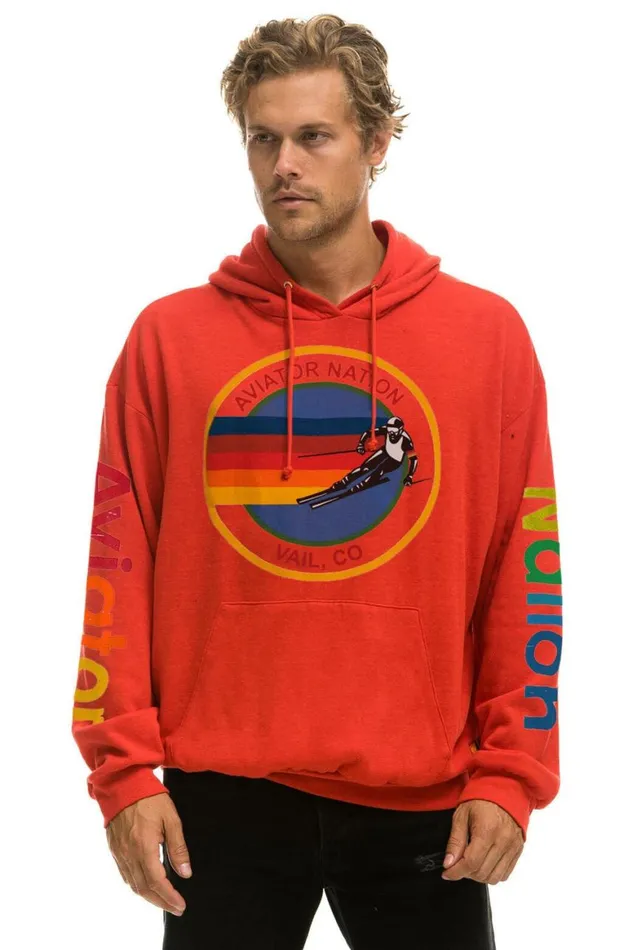 WomenMen Hoodies Aviator Nation Vail Relaxed Pullover Hoodie 8211 Red
