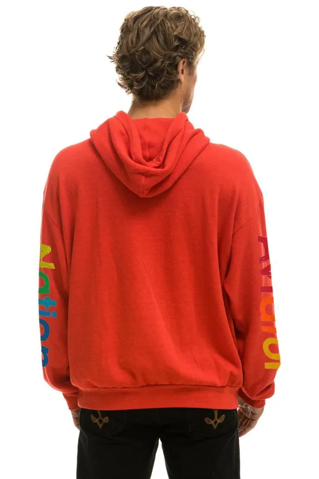 WomenMen Hoodies Aviator Nation Vail Relaxed Pullover Hoodie 8211 Red
