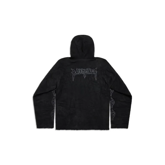 WomenMen Sweatshirts and Hoodies Balenciaga Paris Moon Crinkled Hoodie Large Fit In Black