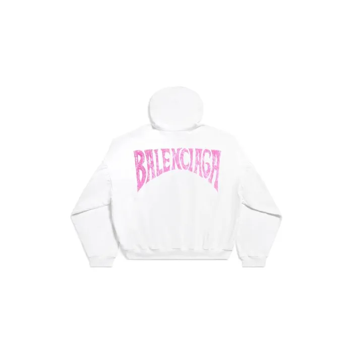 WomenMen Sweatshirts and Hoodies Balenciaga Paris Tropical Round Hoodie Oversized In Whitepink
