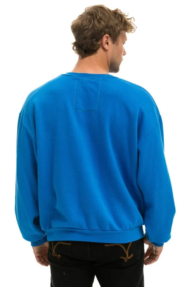 WomenMen Sweatshirts Aviator Nation Bolt Gradient Relaxed Crew Sweatshirt 8211 Ocean Rainbow