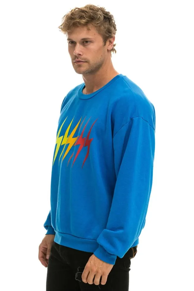 WomenMen Sweatshirts Aviator Nation Bolt Gradient Relaxed Crew Sweatshirt 8211 Ocean Rainbow
