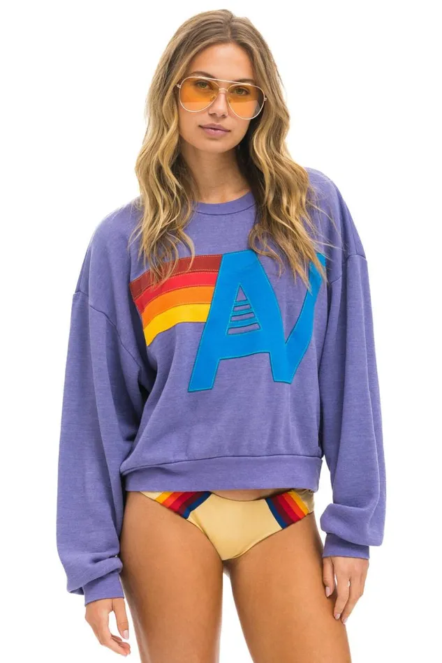 WomenMen Sweatshirts Aviator Nation Logo Stitch Relaxed Crew Sweatshirt 8211 Lavender WomenMen Sweatshirts Aviator Nation Logo Stitch Relaxed Crew Sweatshirt 8211 Lavender