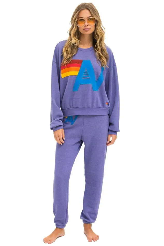 WomenMen Sweatshirts Aviator Nation Logo Stitch Relaxed Crew Sweatshirt 8211 Lavender