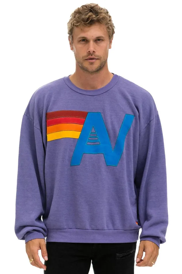WomenMen Sweatshirts Aviator Nation Logo Stitch Relaxed Crew Sweatshirt 8211 Lavender