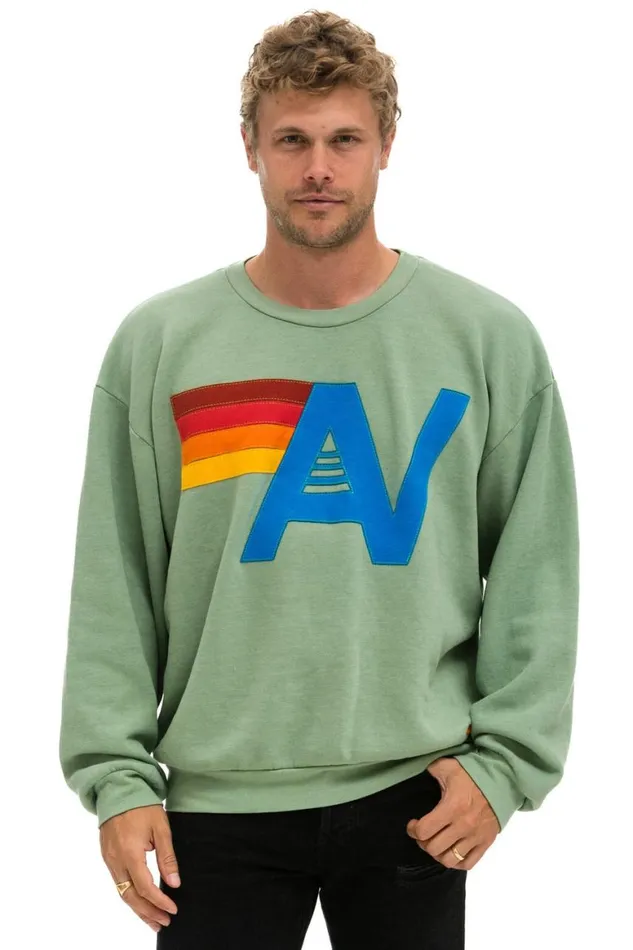WomenMen Sweatshirts Aviator Nation Logo Stitch Relaxed Crew Sweatshirt 8211 Sage