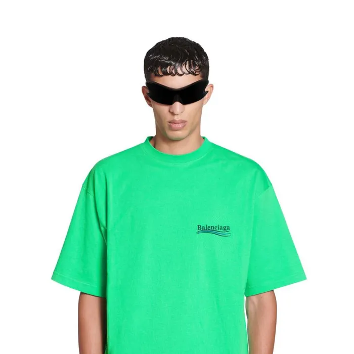 WomenMen Tshirts Balenciaga Political Campaign Tshirt Large Fit In Greenblackblue
