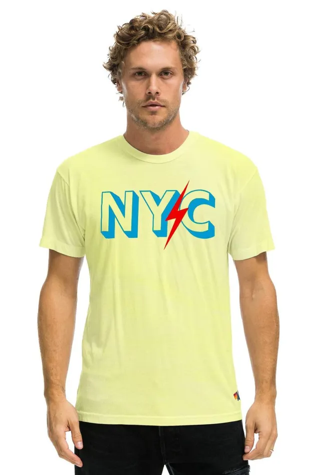 WomenMen Tees Aviator Nation Gov Ball 2024 Unisex Crew Tee 8211 Neon Yellow