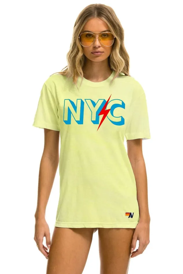 WomenMen Tees Aviator Nation Gov Ball 2024 Unisex Crew Tee 8211 Neon Yellow