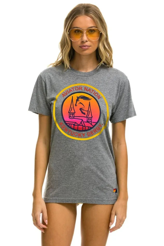 WomenMen Tees Aviator Nation Kentucky Derby 2024 Tee 8211 Heather Grey