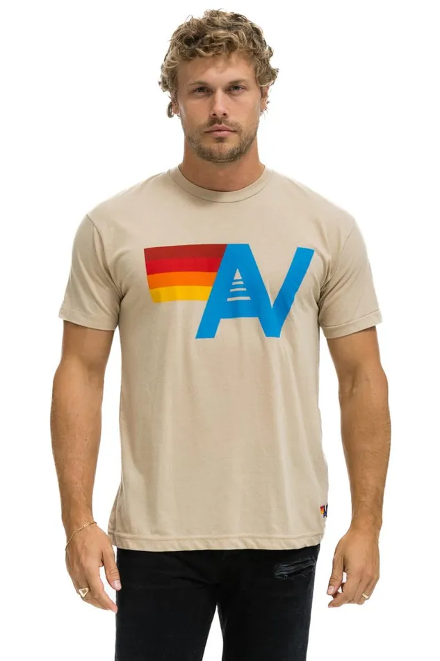 WomenMen Tees Aviator Nation Logo Tee 8211 Sand