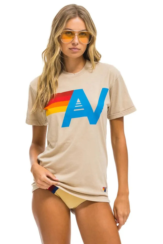WomenMen Tees Aviator Nation Logo Tee 8211 Sand