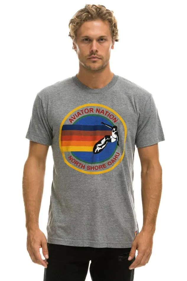WomenMen Tees Aviator Nation North Shore Tee 8211 Heather Grey