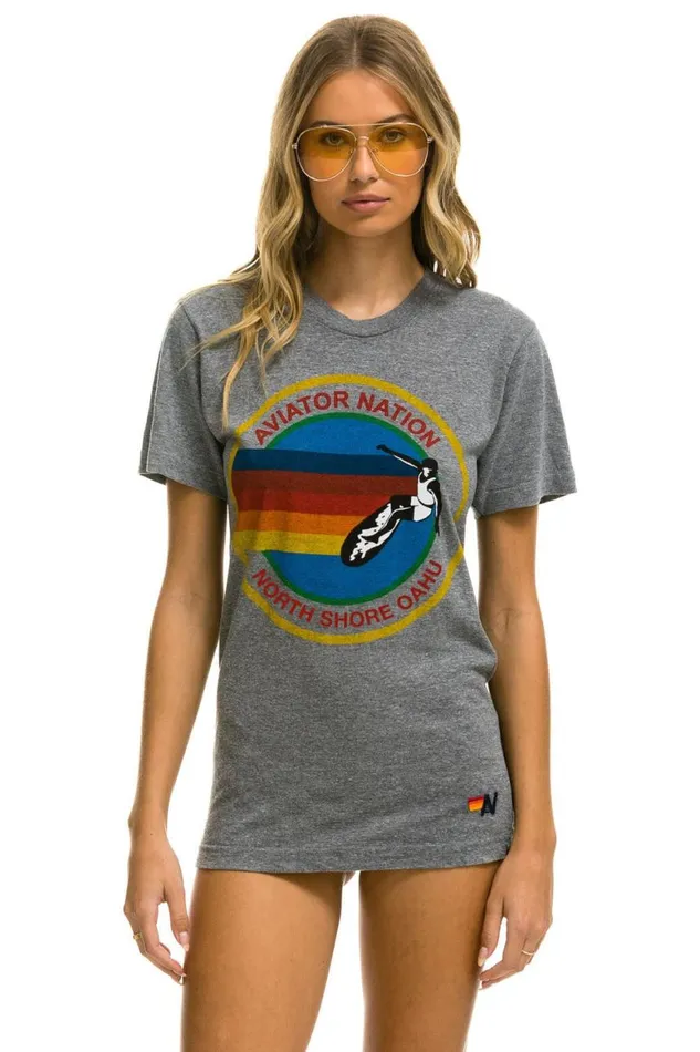 WomenMen Tees Aviator Nation North Shore Tee 8211 Heather Grey