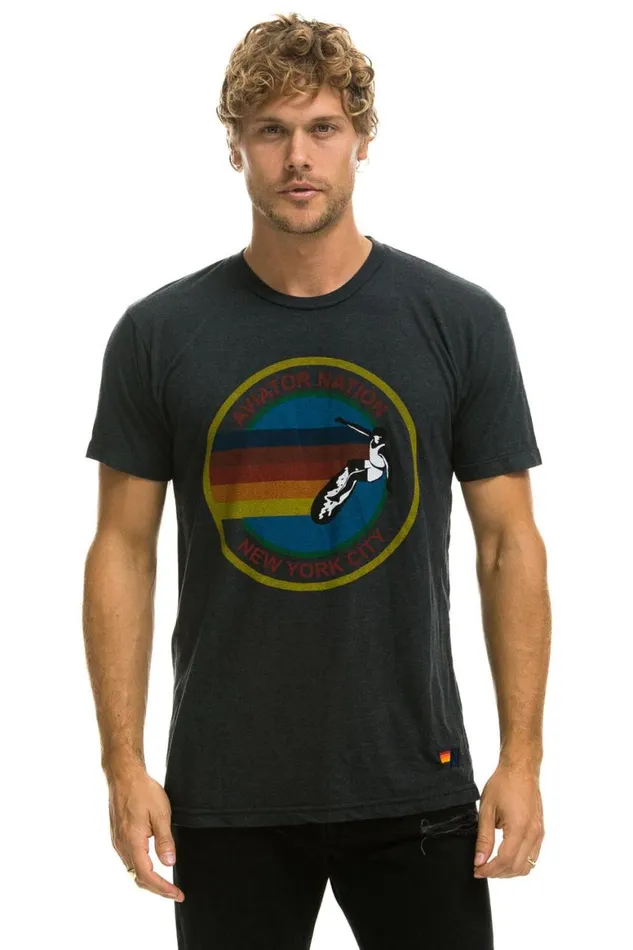 WomenMen Tees Aviator Nation Signature New York City Tee 8211 Charcoal