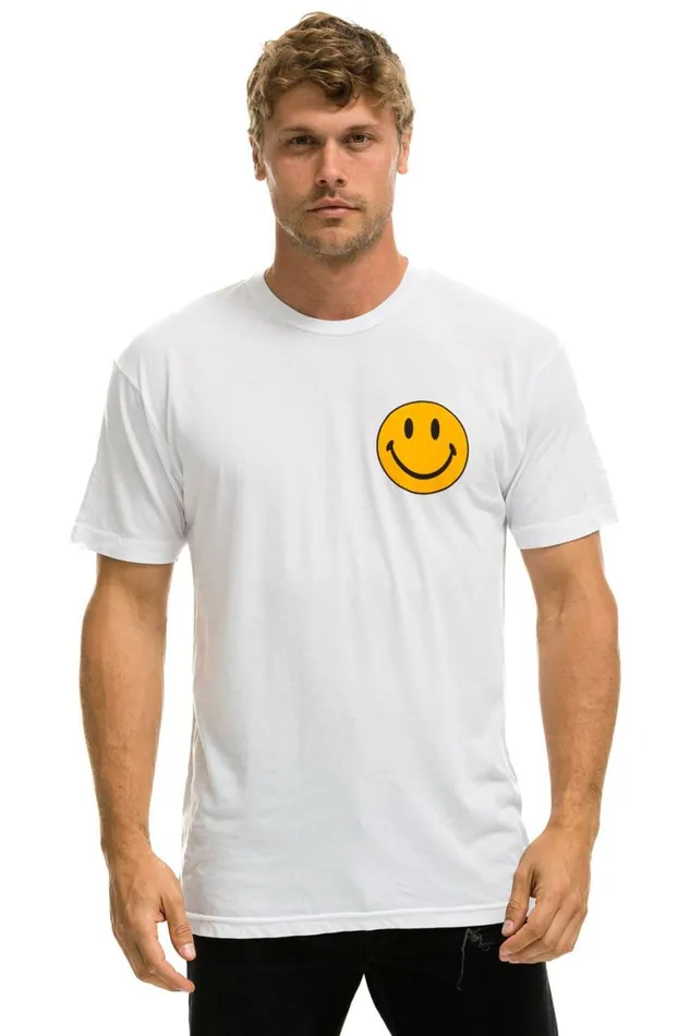 WomenMen Tees Aviator Nation Smiley 2 Crew Tee 8211 White