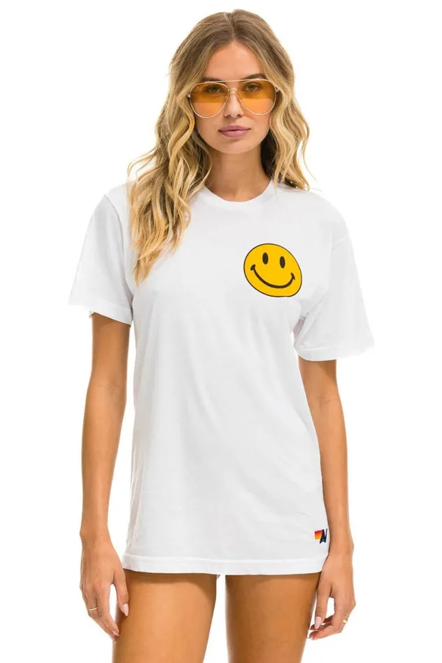 WomenMen Tees Aviator Nation Smiley 2 Crew Tee 8211 White