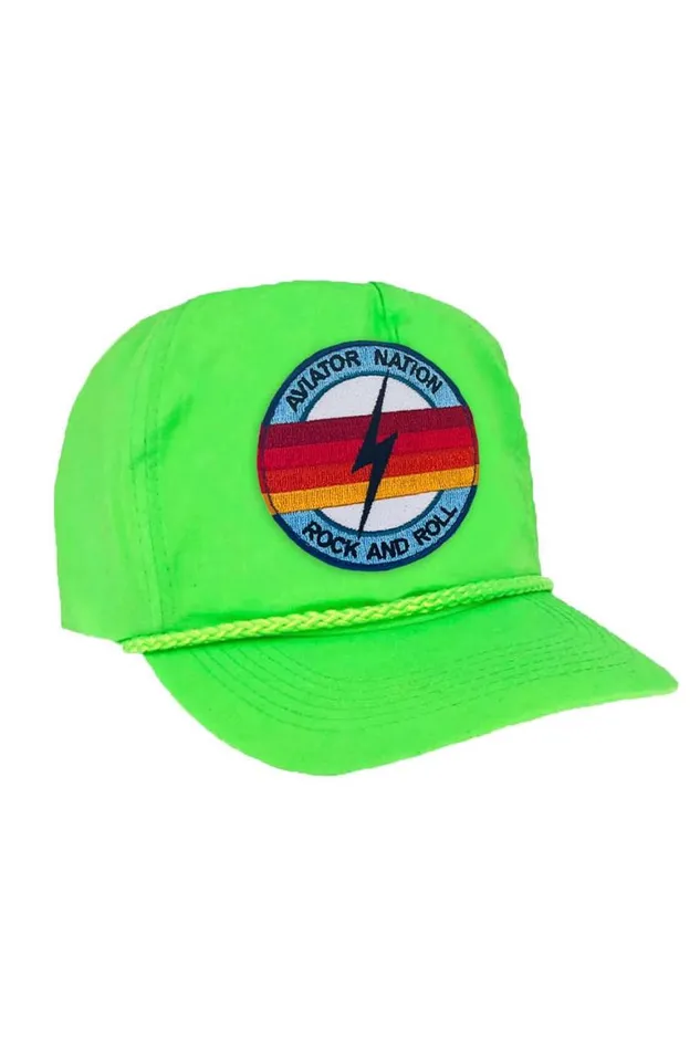 WomenMen Trucker Hats Aviator Nation Rock And Roll Bolt 8211 Vintage Nylon Trucker Hat