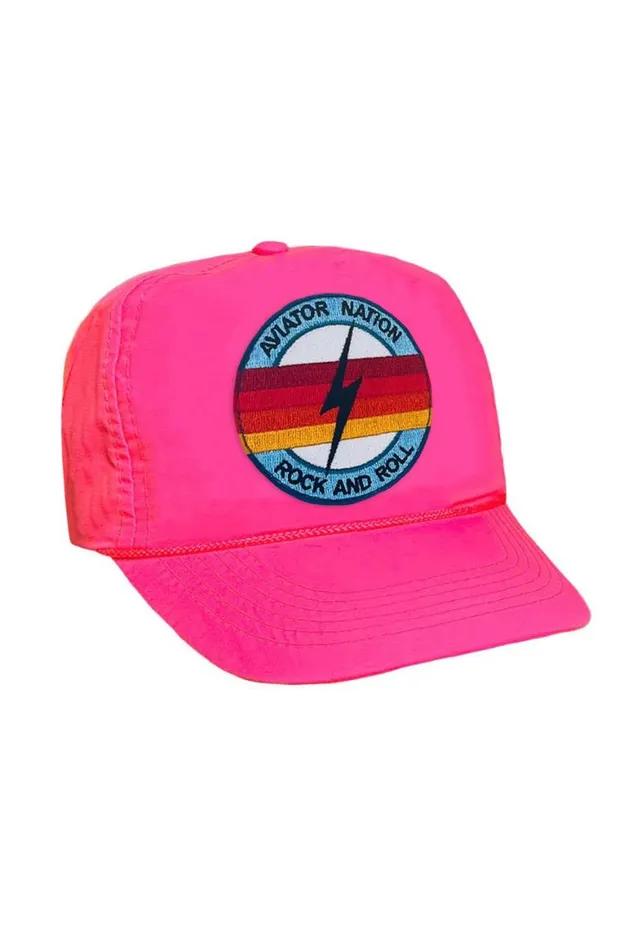 WomenMen Trucker Hats Aviator Nation Rock And Roll Bolt 8211 Vintage Nylon Trucker Hat