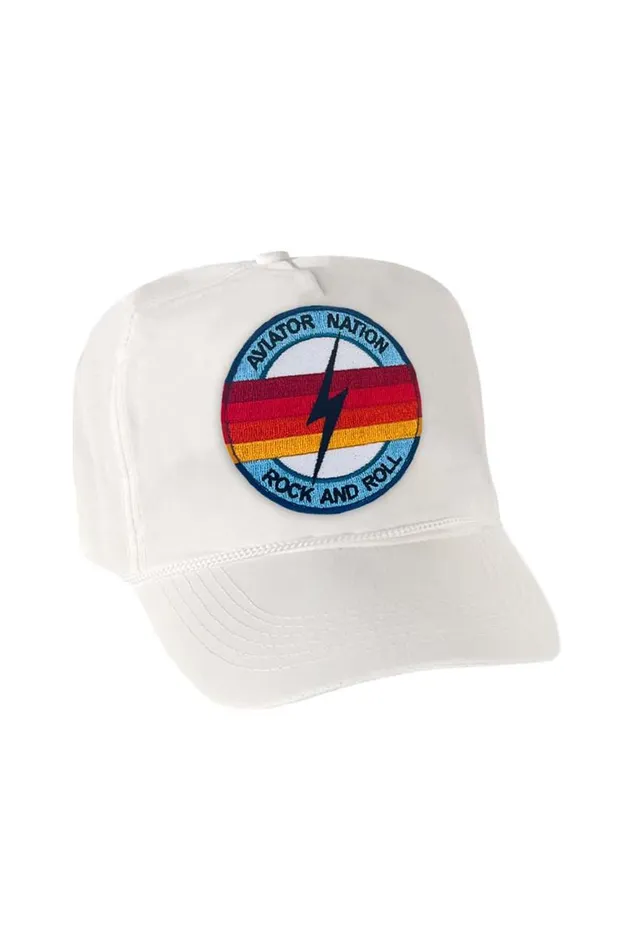 WomenMen Trucker Hats Aviator Nation Rock And Roll Bolt 8211 Vintage Nylon Trucker Hat