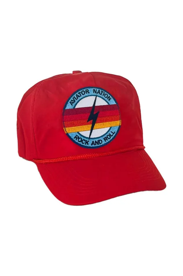 WomenMen Trucker Hats Aviator Nation Rock And Roll Bolt 8211 Vintage Nylon Trucker Hat