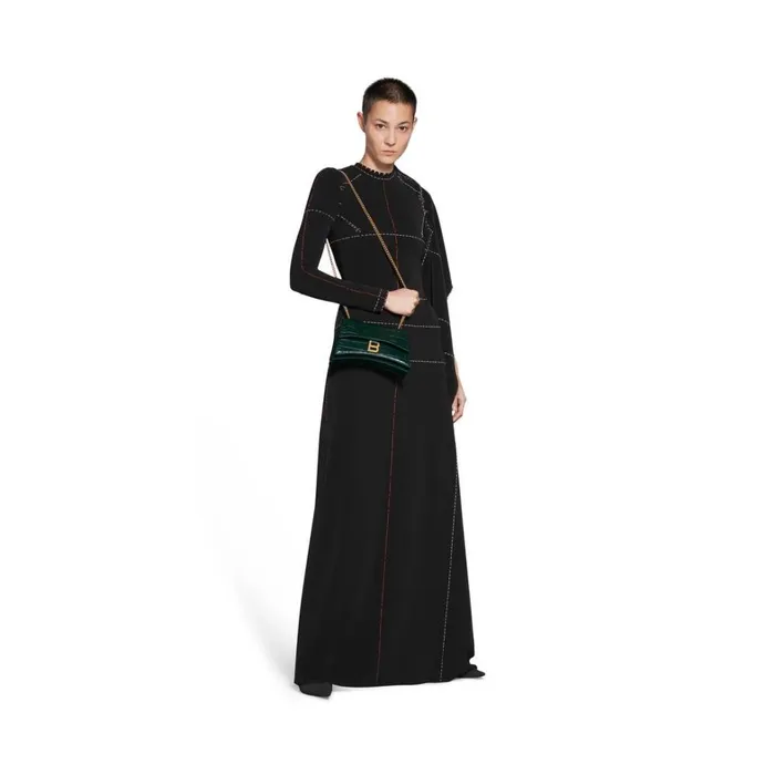 Women Mini Bags Balenciaga Crush Xs Chain Bag Crocodile Embossed In Forest Green Women Mini Bags Balenciaga Crush Xs Chain Bag Crocodile Embossed In Forest Green