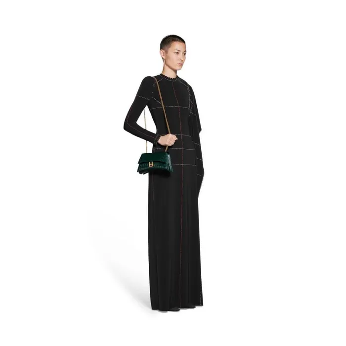 Women Mini Bags Balenciaga Crush Xs Chain Bag Crocodile Embossed In Forest Green