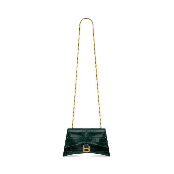 Women Mini Bags Balenciaga Crush Xs Chain Bag Crocodile Embossed In Forest Green