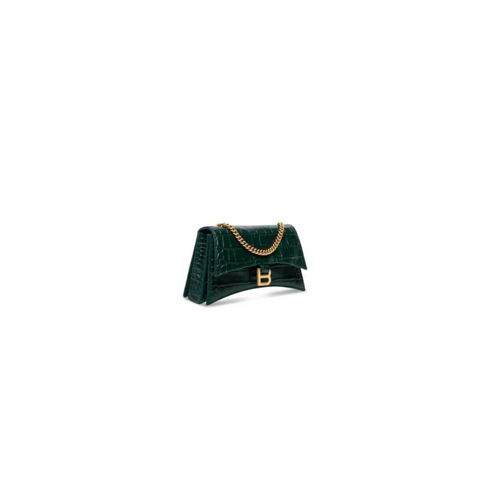 Women Mini Bags Balenciaga Crush Xs Chain Bag Crocodile Embossed In Forest Green