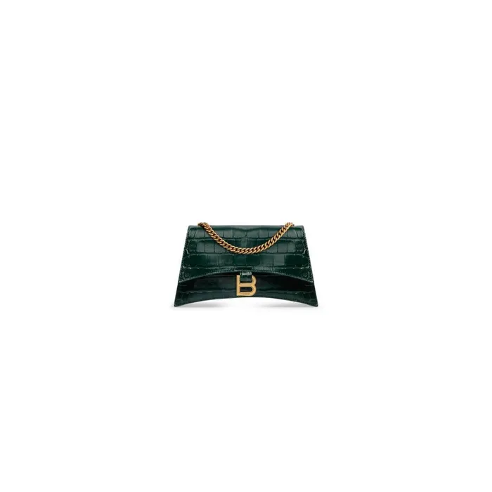 Women Mini Bags Balenciaga Crush Xs Chain Bag Crocodile Embossed In Forest Green
