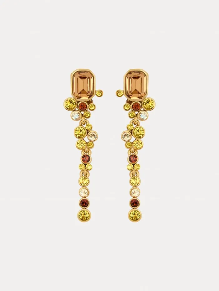 Women Mixed Crystal ClipOn Earrings Topaz Oscar De La Renta Earrings