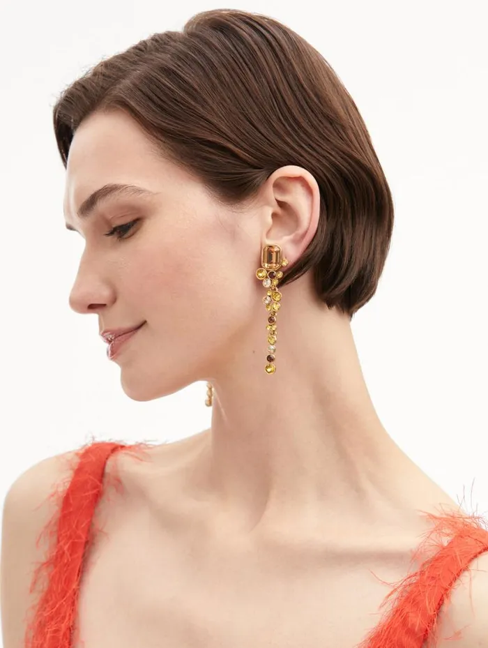 Women Mixed Crystal ClipOn Earrings Topaz Oscar De La Renta Earrings Women Mixed Crystal ClipOn Earrings Topaz Oscar De La Renta Earrings