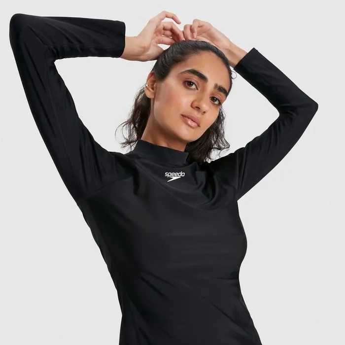 Women Modest Swimwear Speedo Women039s Long Sleeved Sun Protection Top BlackWhite Women Modest Swimwear Speedo Women039s Long Sleeved Sun Protection Top BlackWhite