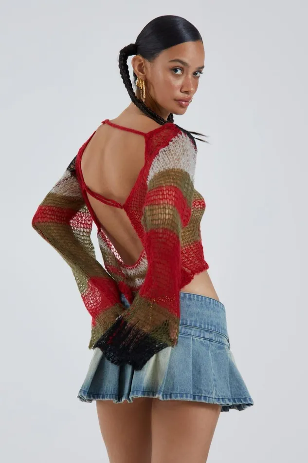Women Multi Fine Knit Cropped Jumper Jaded London Knitwear