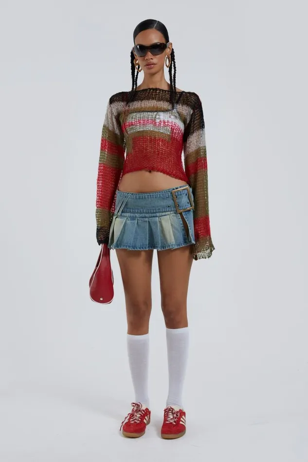 Women Multi Fine Knit Cropped Jumper Jaded London Knitwear