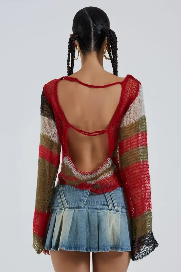 Women Multi Fine Knit Cropped Jumper Jaded London Knitwear