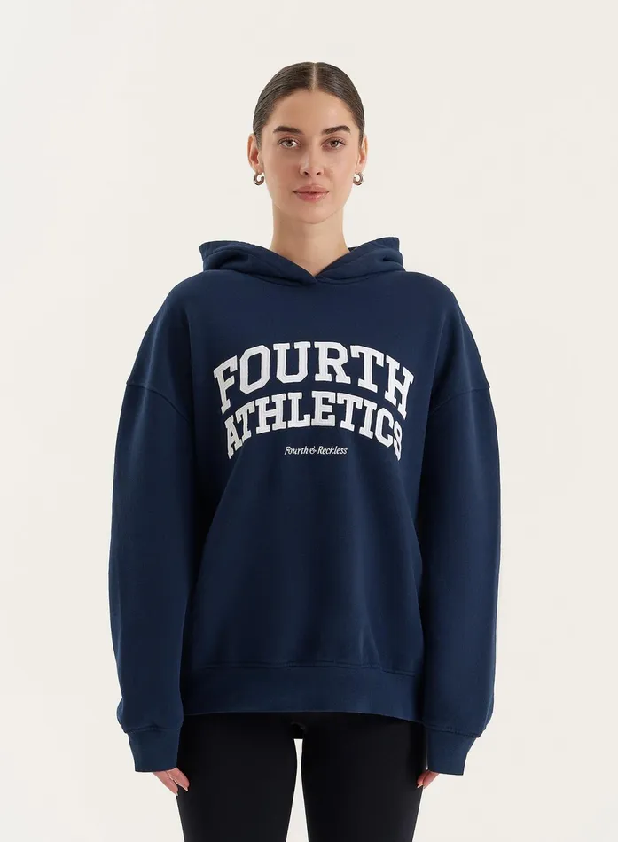 Women Navy Fourth Athletics Slogan Oversized Hoodie Bobby 4th and Reckless Hoodies and Sweatshirts Women Navy Fourth Athletics Slogan Oversized Hoodie Bobby 4th and Reckless Hoodies and Sweatshirts