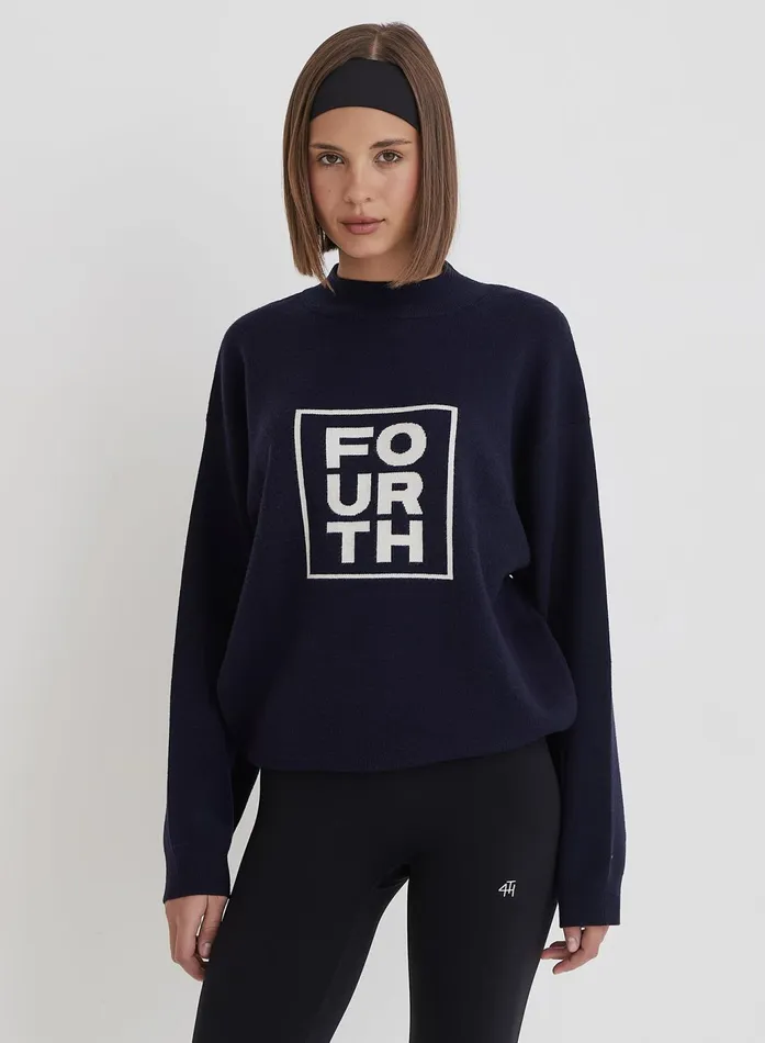 Women Navy Funnel Neck Branded Cropped Jumper Valene 4th and Reckless Hoodies and Sweatshirts Women Navy Funnel Neck Branded Cropped Jumper Valene 4th and Reckless Hoodies and Sweatshirts