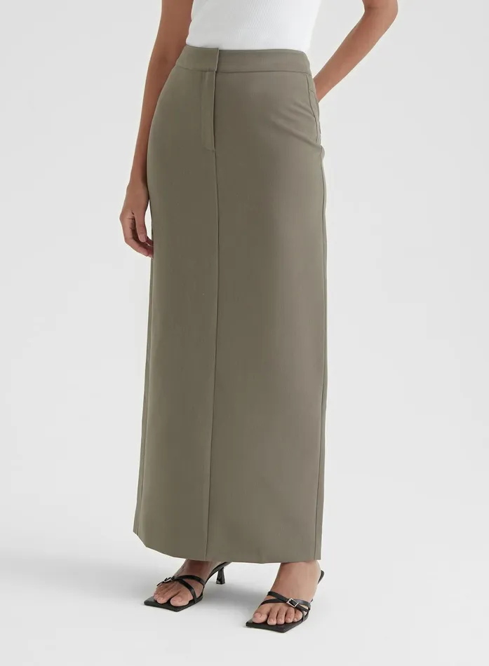 Women Olive Green Tailored Midaxi Skirt 8211 Kennedy 4th and Reckless Skirts
