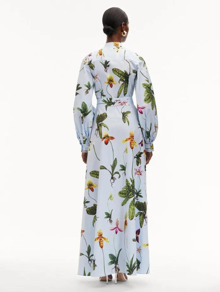 Women Orchid Cotton Poplin Caftan Light Blue Multi Oscar De La Renta Dresses Women Orchid Cotton Poplin Caftan Light Blue Multi Oscar De La Renta Dresses