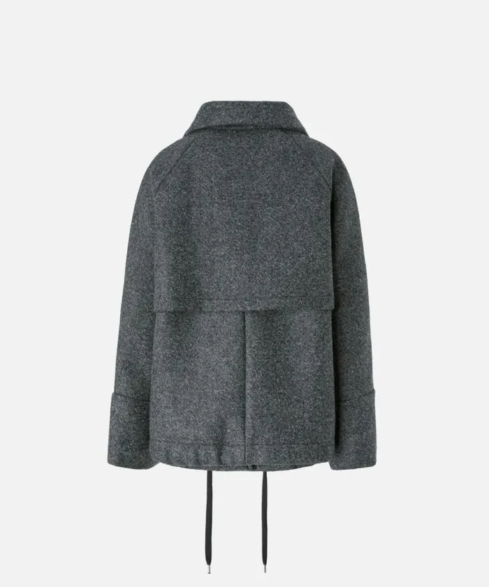 Women Outerwear Pinko Cloth Pea Coat With High Collar Grey 8211 Pewter