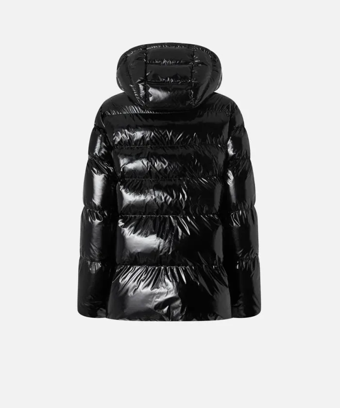 Women Outerwear Pinko Crystal Nylon Pea Jacket Limo Black Women Outerwear Pinko Crystal Nylon Pea Jacket Limo Black