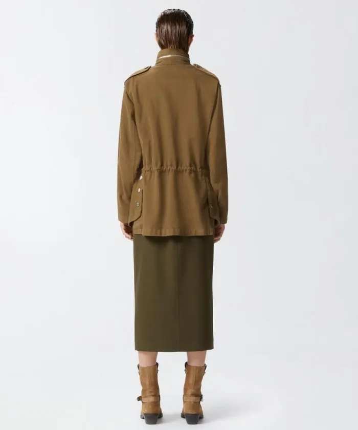 Women Outerwear Pinko Utilitystyle Cotton Shacket Dark Olive Green Women Outerwear Pinko Utilitystyle Cotton Shacket Dark Olive Green