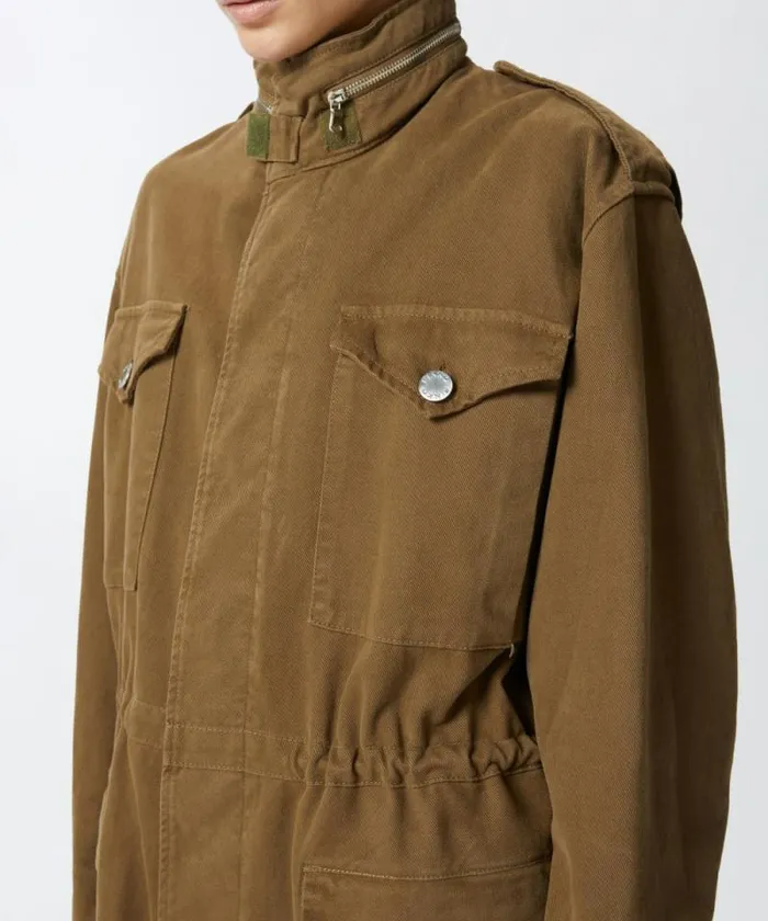 Women Outerwear Pinko Utilitystyle Cotton Shacket Dark Olive Green Women Outerwear Pinko Utilitystyle Cotton Shacket Dark Olive Green