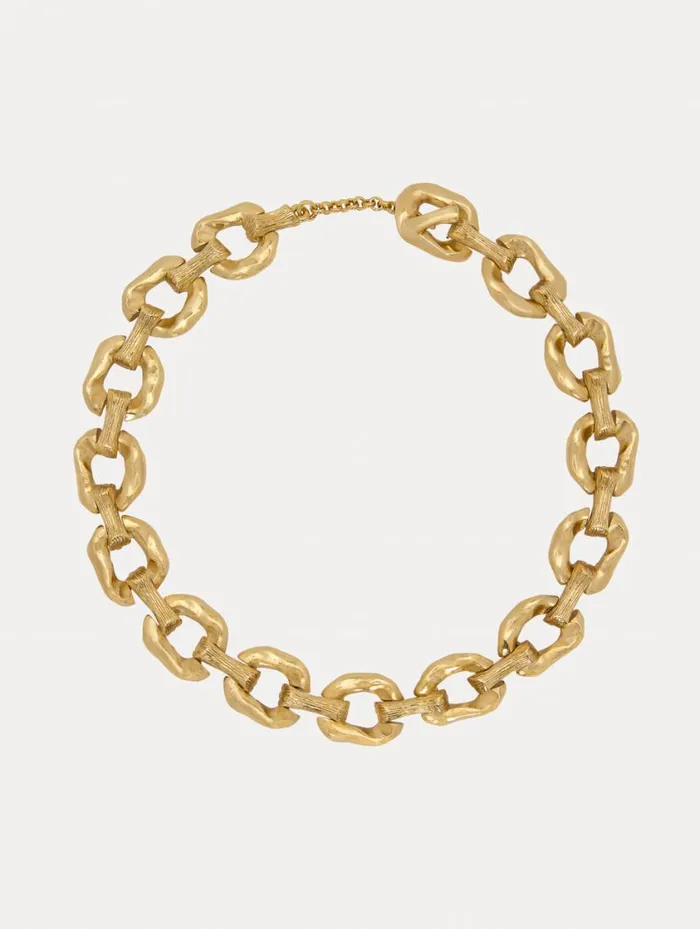 Women Oversized ChainLink Necklace Gold Oscar De La Renta Necklaces