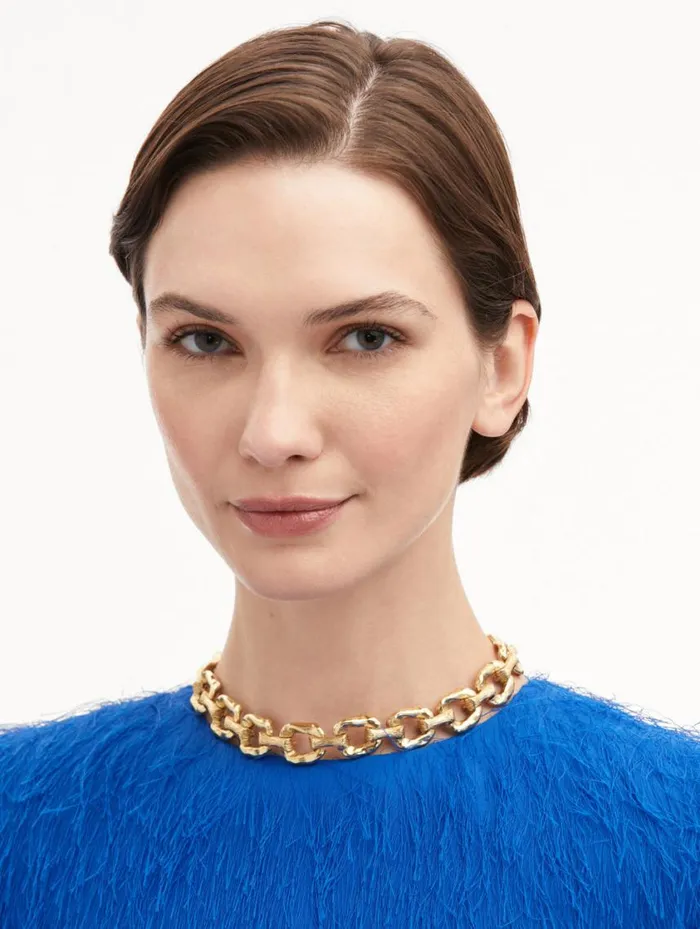 Women Oversized ChainLink Necklace Gold Oscar De La Renta Necklaces Women Oversized ChainLink Necklace Gold Oscar De La Renta Necklaces