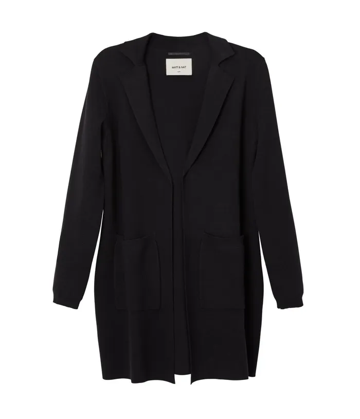 Women Parkes WomenS Open Front Cardigan Black Matt and Nat Knitwear