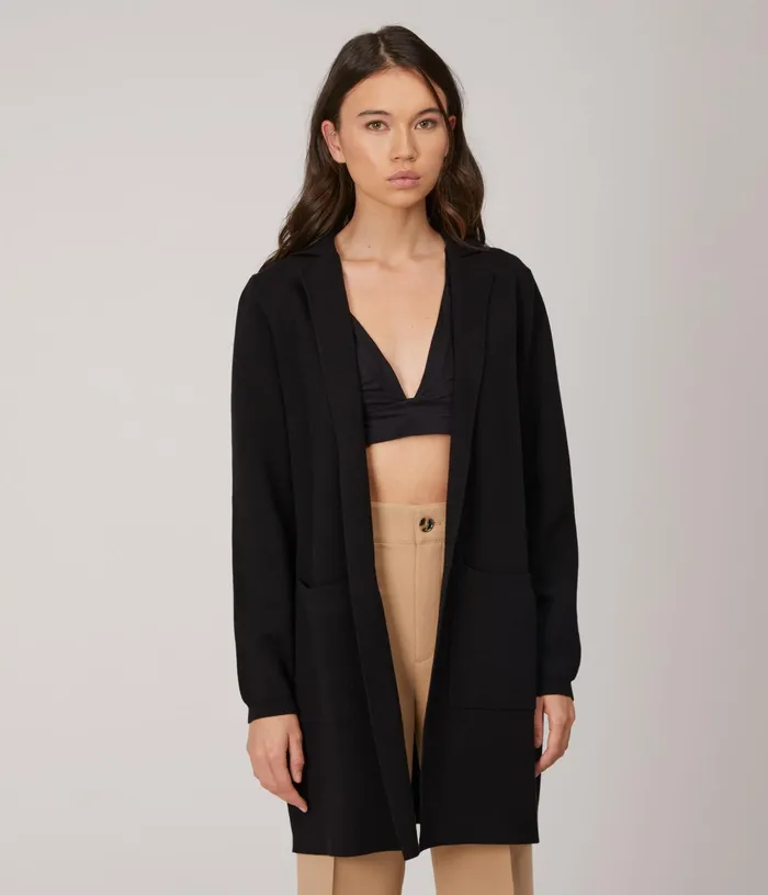 Women Parkes WomenS Open Front Cardigan Black Matt and Nat Knitwear
