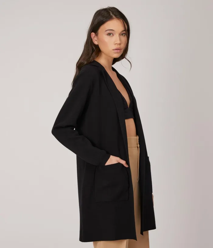 Women Parkes WomenS Open Front Cardigan Black Matt and Nat Knitwear