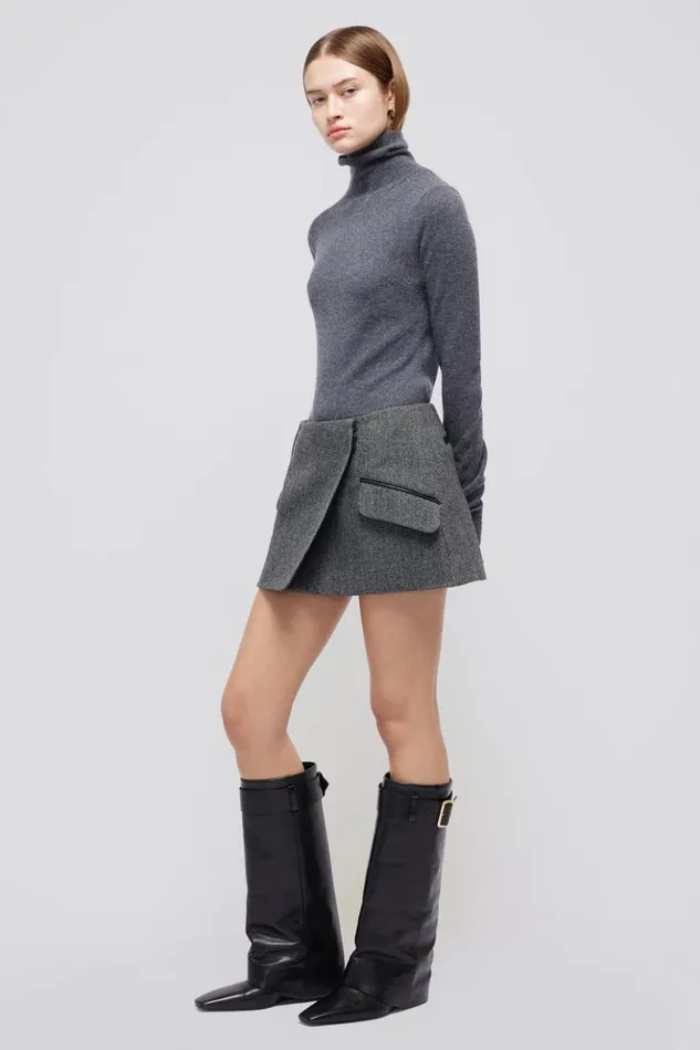 Women Payton Skirt Black Herringbone Jonathan Simkhai Pants and Bottoms